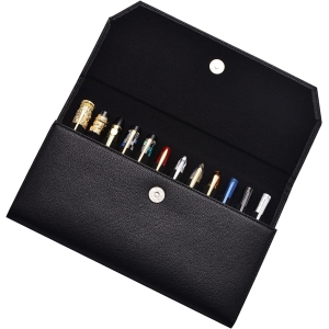 Étui en Cuir PU Noir pour 12 Stylos Plume