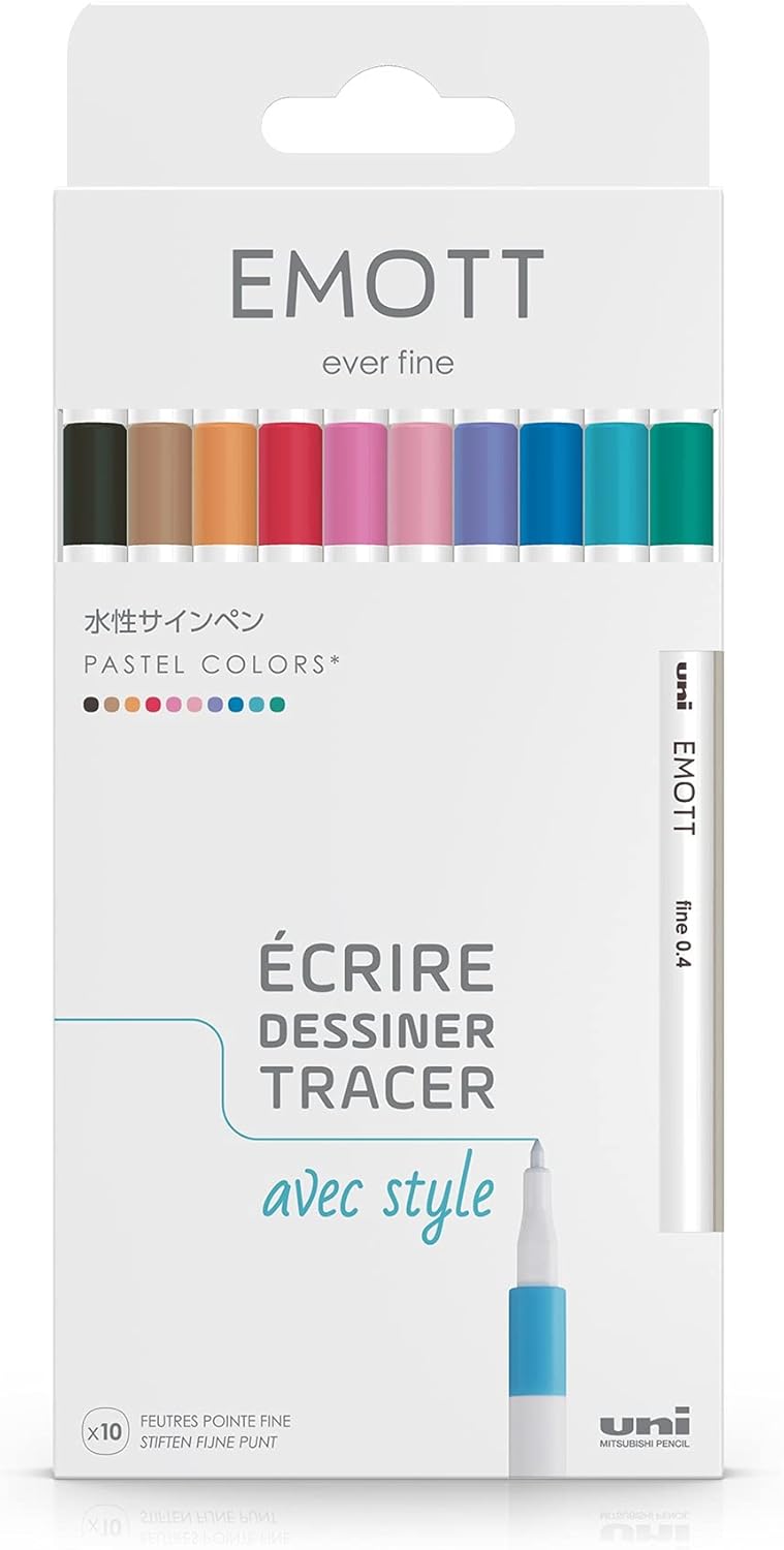 Feutres Pastel Emott - 10 Couleurs 0,4mm