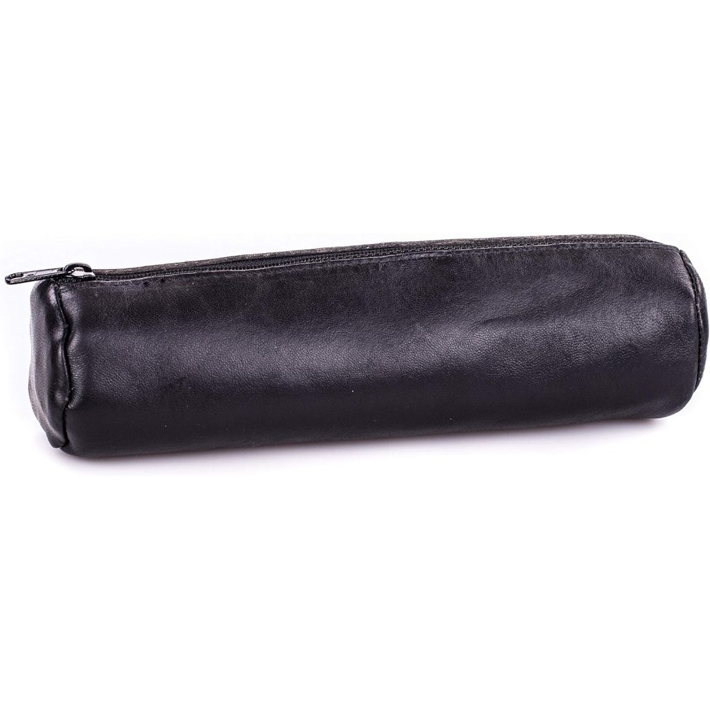 Fourre-Tout Rond Cuir Ébène Noir 21x6cm