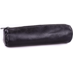 Fourre-Tout Rond Cuir Ébène Noir 21x6cm
