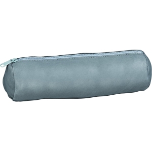Fourre-Tout Rond Gris en Cuir 22x6 cm