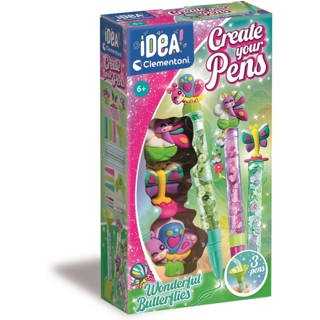 Kit Créatif Stylos Personnalisés Papillons Clementoni