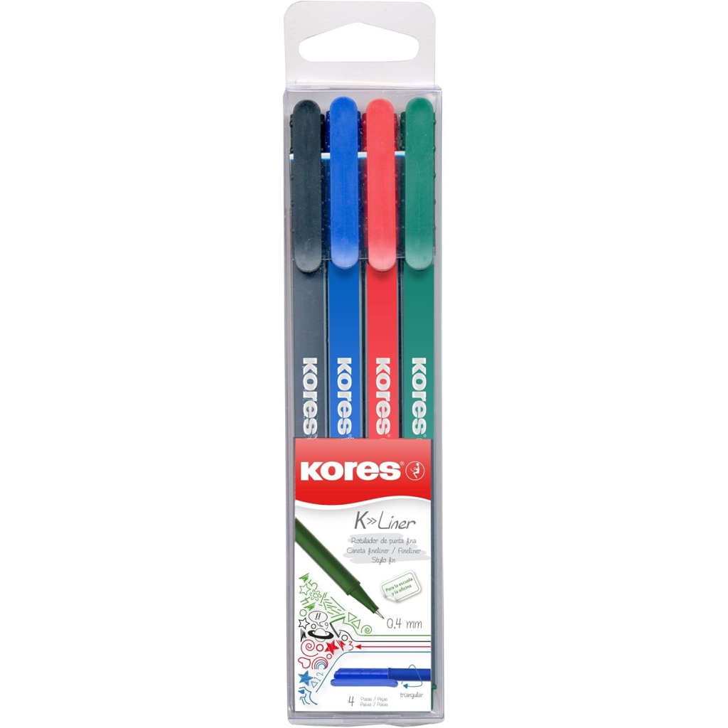Kores K-Liner : Feutres Fins Ergonomiques 4 Couleurs