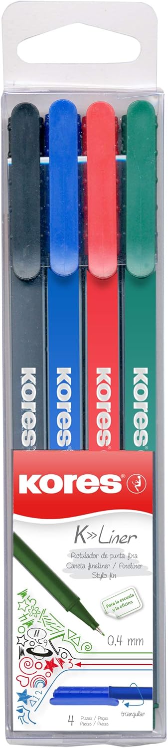 Kores K-Liner : Feutres Fins Ergonomiques 4 Couleurs