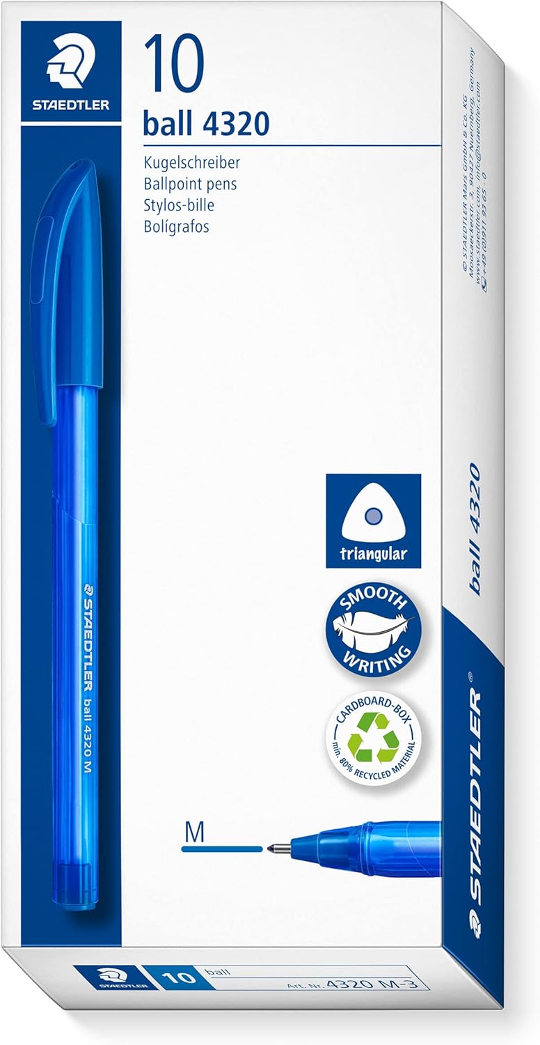 Lot de 10 Stylos-Bille Triangulaires Bleu 1 mm