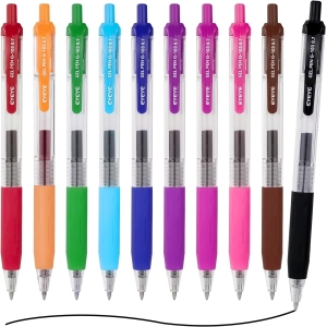 Lot de 10 Stylos Gel Rétractables 0,7 mm