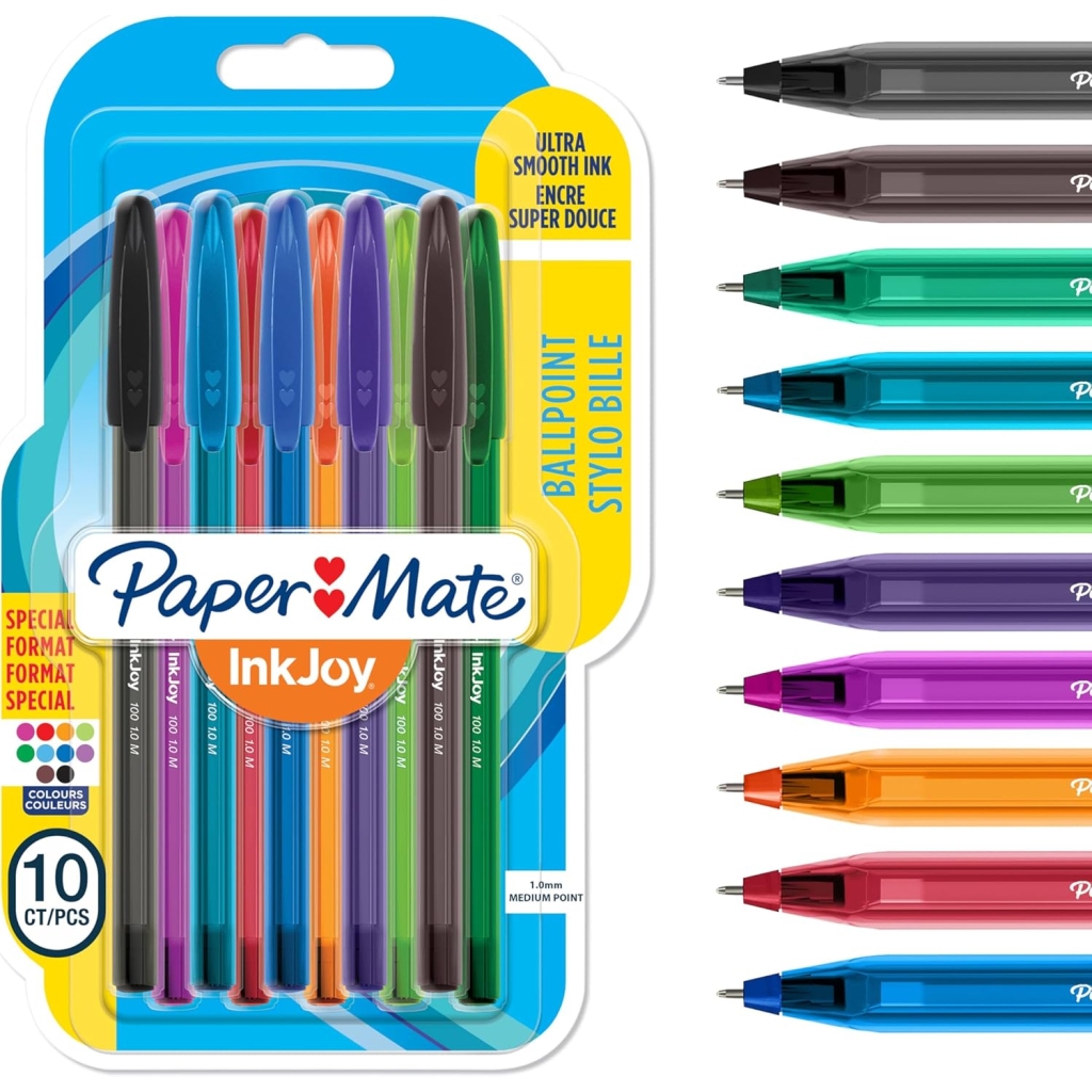 Lot de 10 stylos bille InkJoy, Couleurs assorties