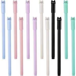 Lot de 12 Stylos Gel Kawaii Chat 0,5 mm