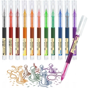 Lot de 12 Stylos Gel Ultra-Fins Multicolores