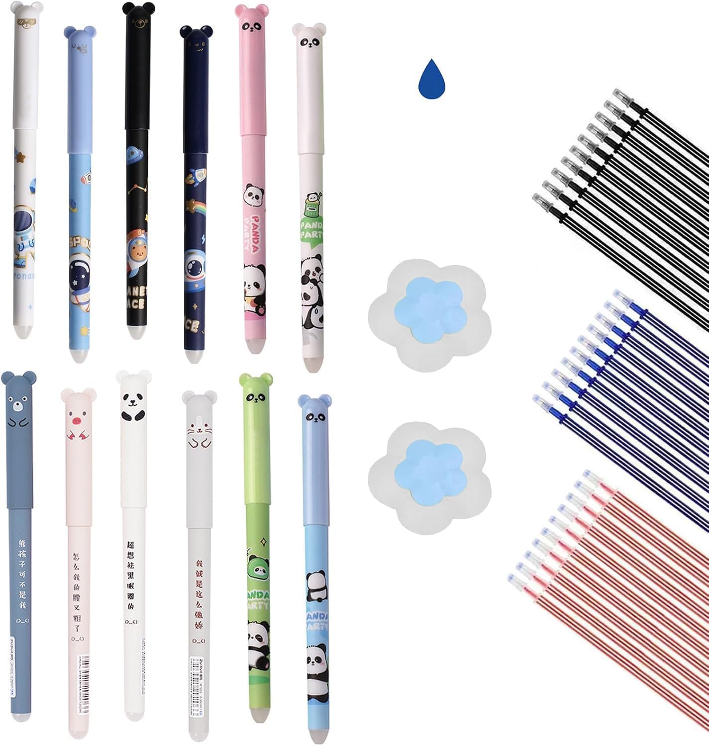 Lot de 12 stylos gel effaçables pour écrire et étudier