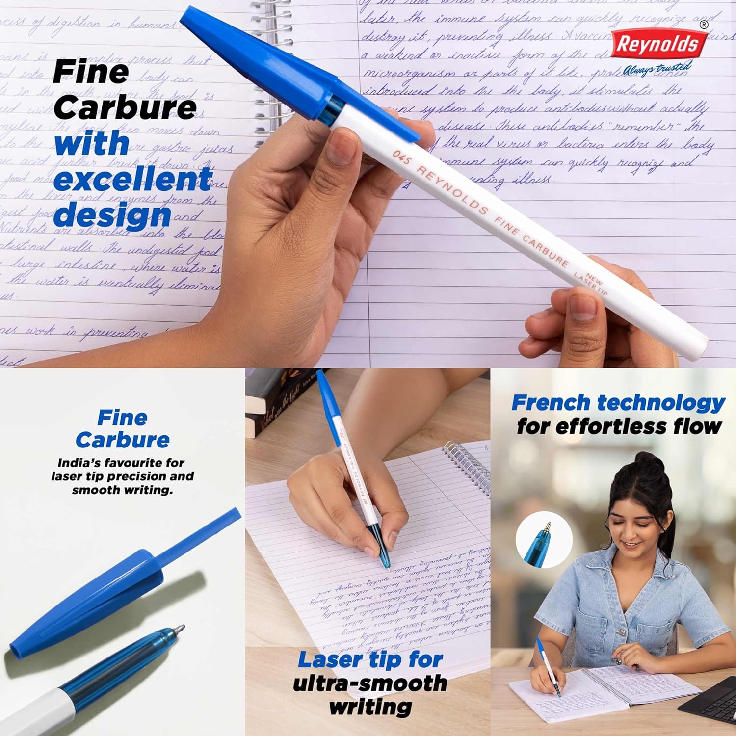 Lot de 15 Stylos à Bille Reynolds : 5 Bleus, 5 Noirs, 5 Rouges – Image 2