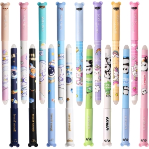 Lot de 16 Stylos Gel Effaçables Kawaii Cartoon