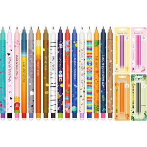Lot de 16 Stylos Gel Effaçables + 12 Recharges