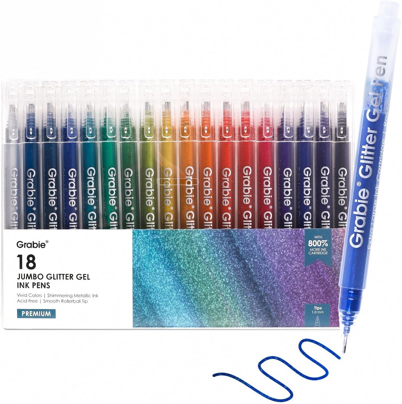Lot de 18 Stylos Gel Glitter Jumbo