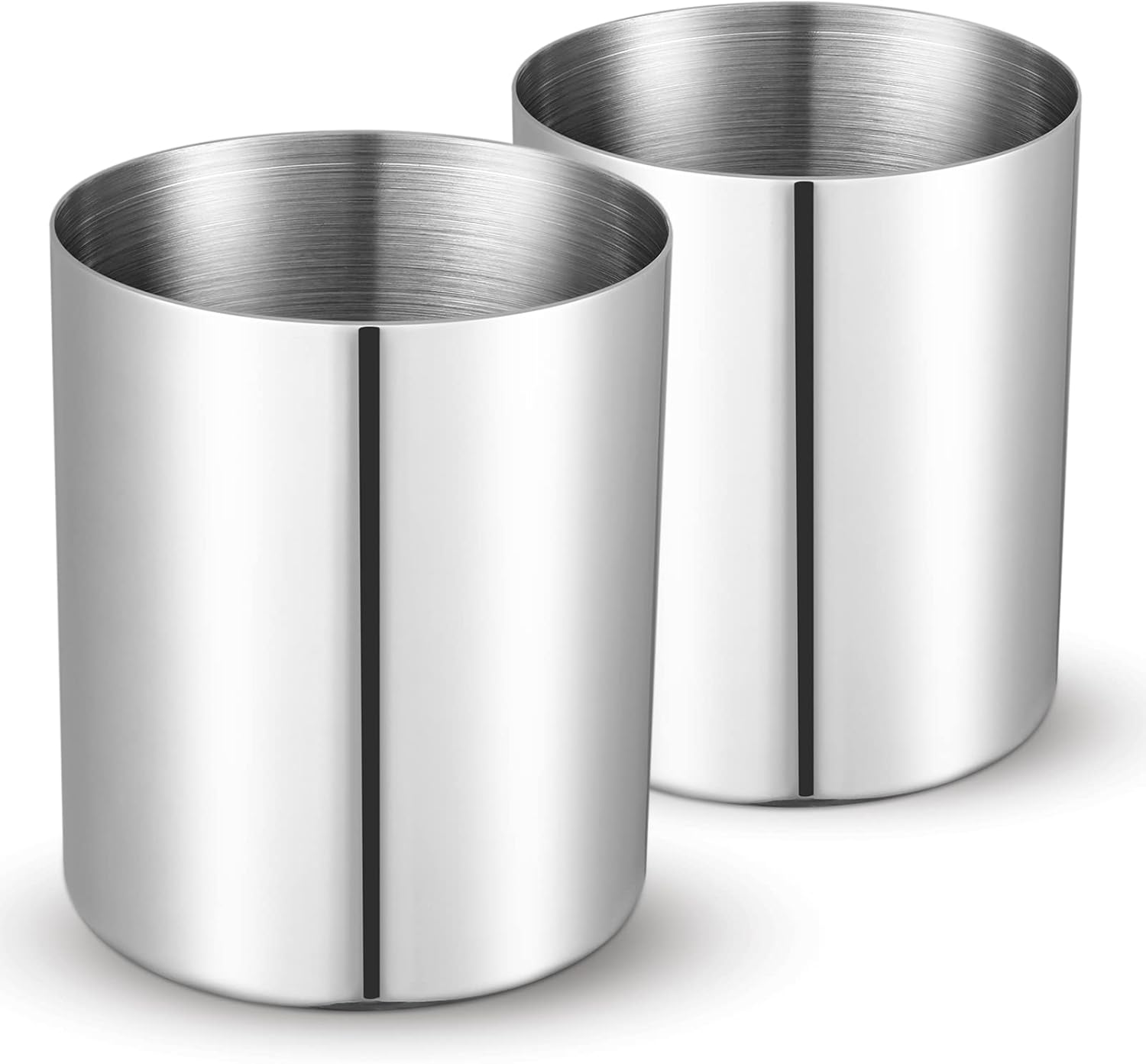 Lot de 2 Porte-stylos Inox Argentés - Organisateur Minimaliste