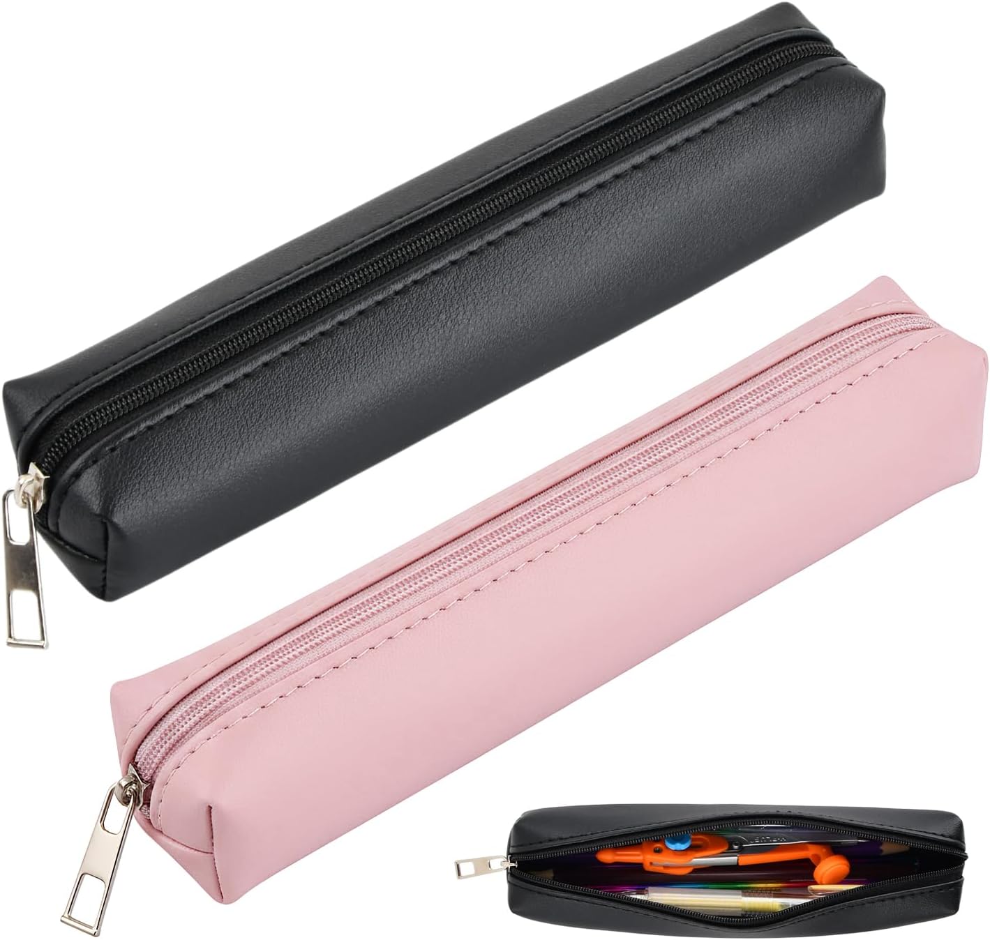 Lot de 2 Trousses en Cuir Pratiques