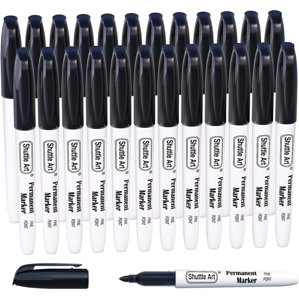 Lot de 24 Marqueurs Permanents Noirs - Pointe Fine