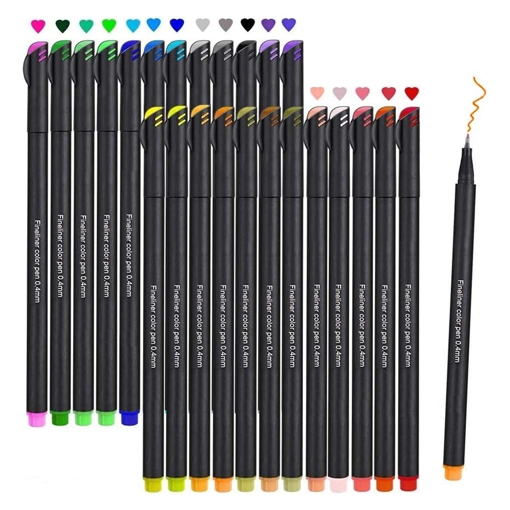 Lot de 24 Stylos Feutre à Pointe Fine – Couleurs Vibrantes