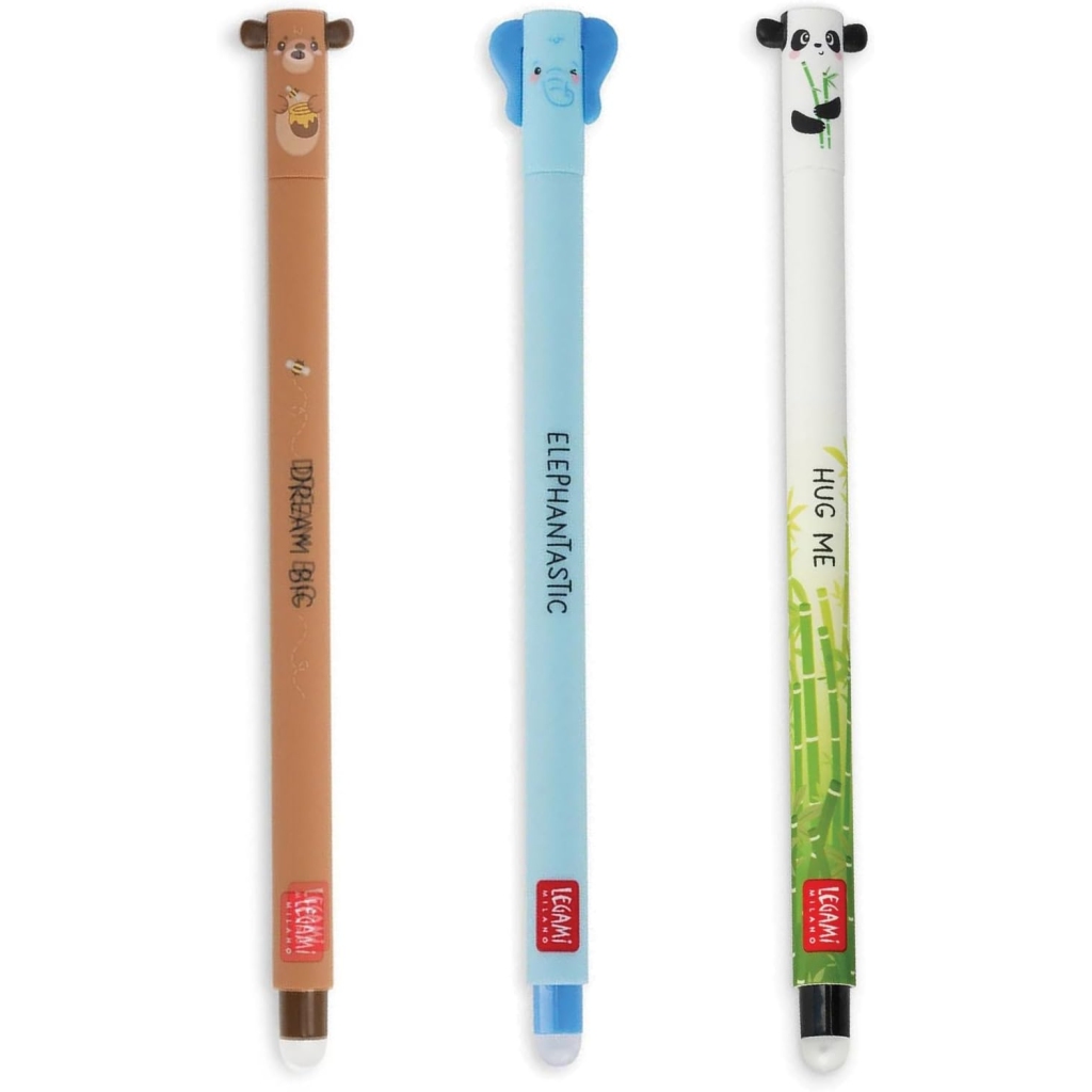 Lot de 3 Stylos Gel Effaçables Animaux