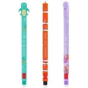 Lot de 3 Stylos Gel Effaçables Animaux Marins