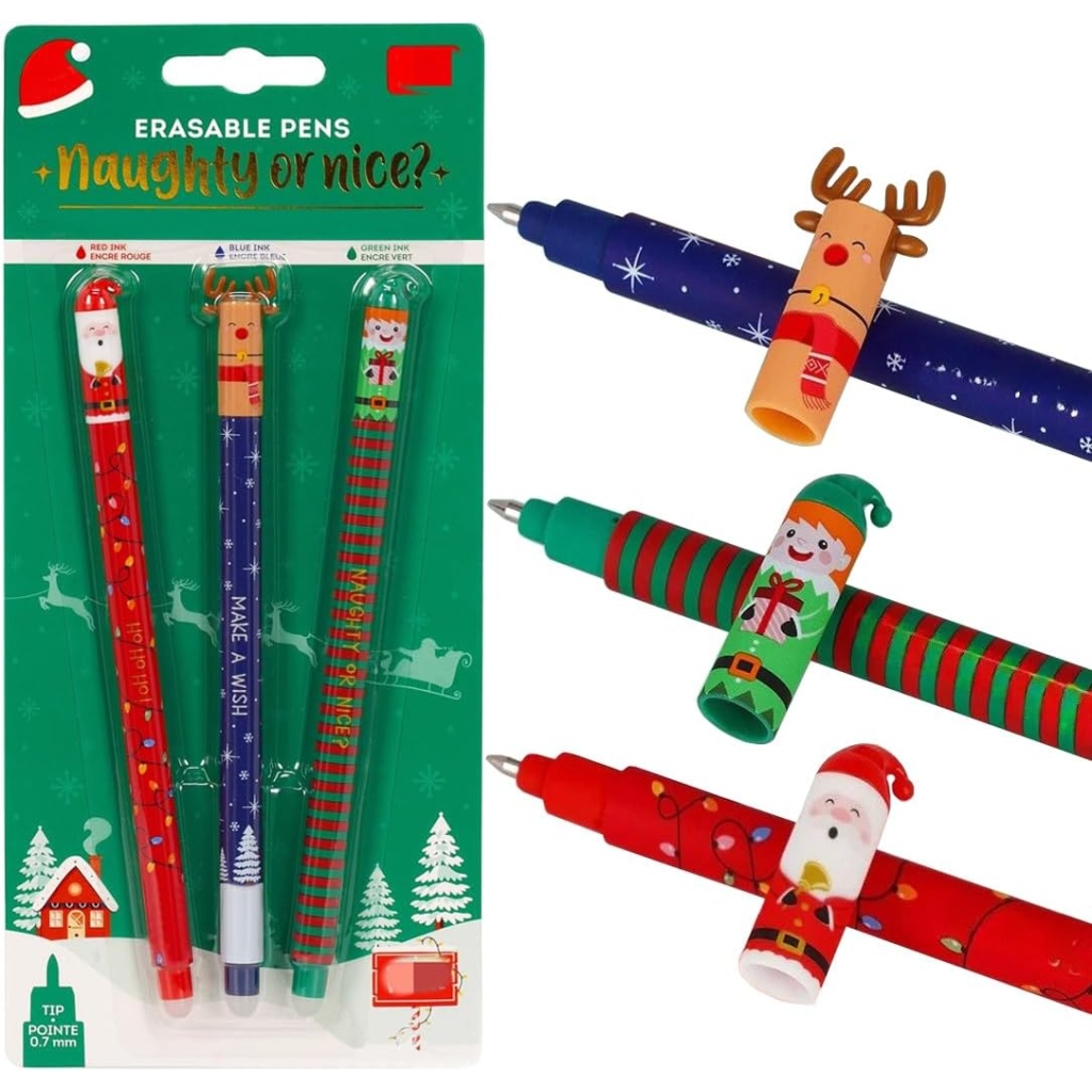 Lot de 3 Stylos Gel Effaçables Noël