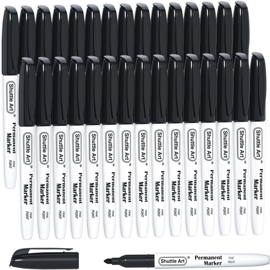 Lot de 30 Marqueurs Indélébiles Noirs Pointe Fine
