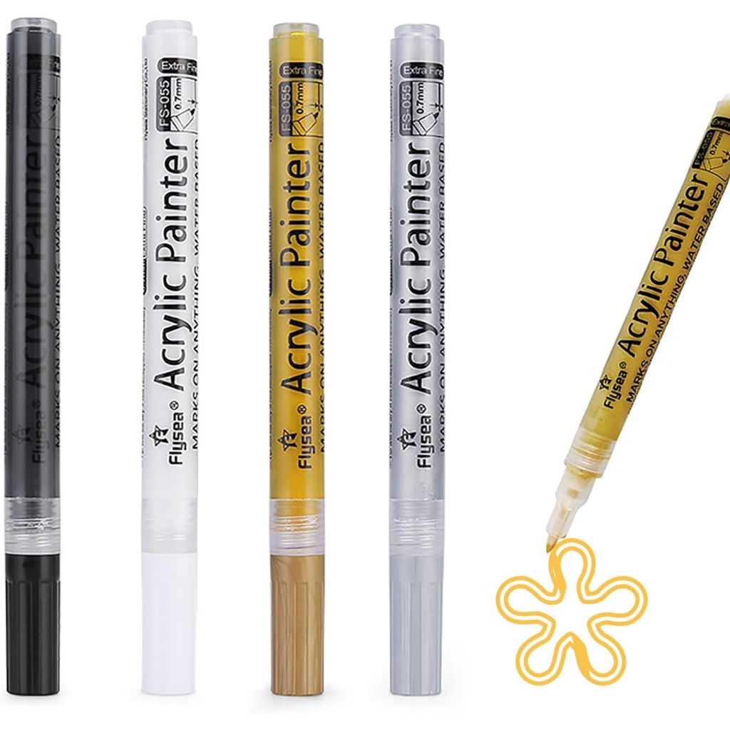 Lot de 4 Marqueurs Peinture Acrylique Permanents