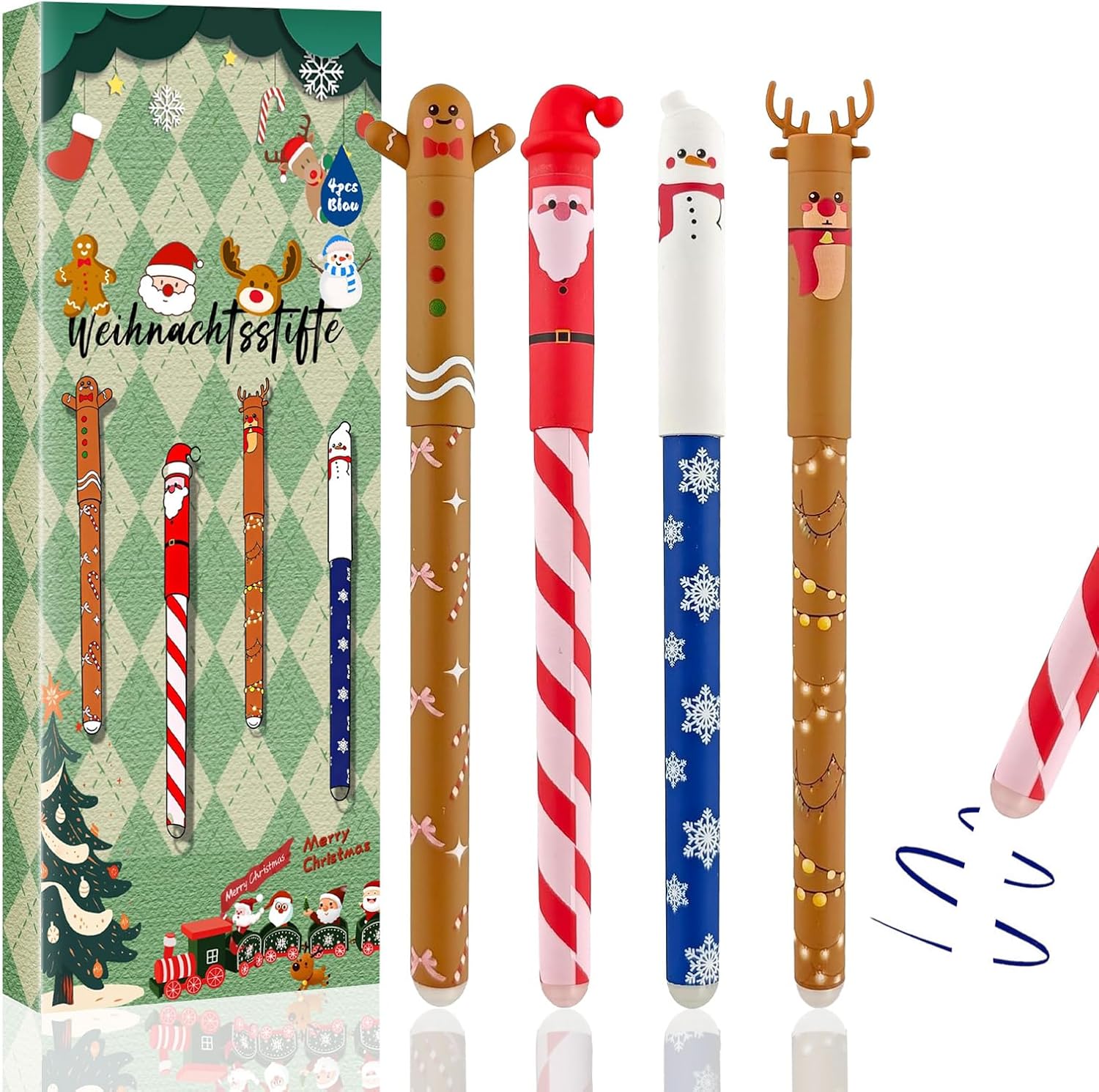 Lot de 4 Stylos Effaçables Noël 2025