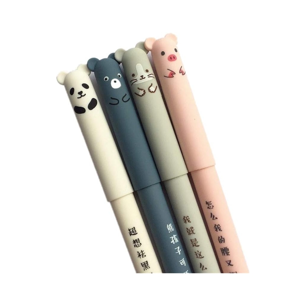 Lot de 4 Stylos Gel Effaçables Animaux