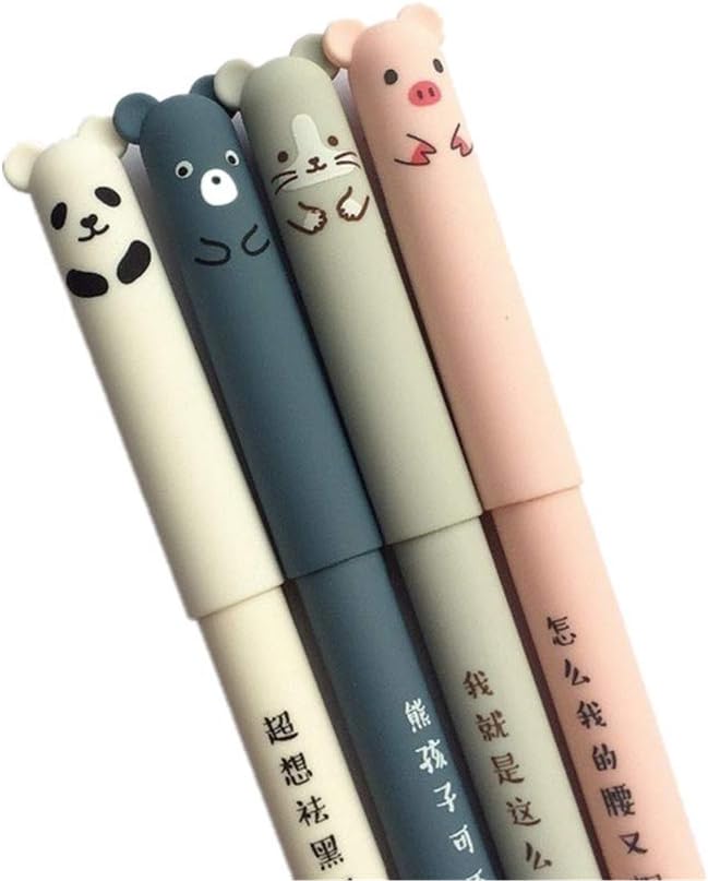 Lot de 4 Stylos Gel Effaçables Animaux