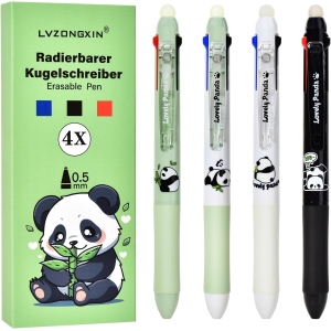 Lot de 4 Stylos Gel Effaçables - Bleu, Noir, Rouge