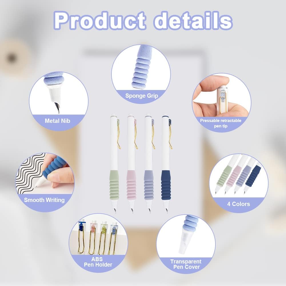 Lot de 4 Stylos Plume Rétractables 0.38mm – Image 2