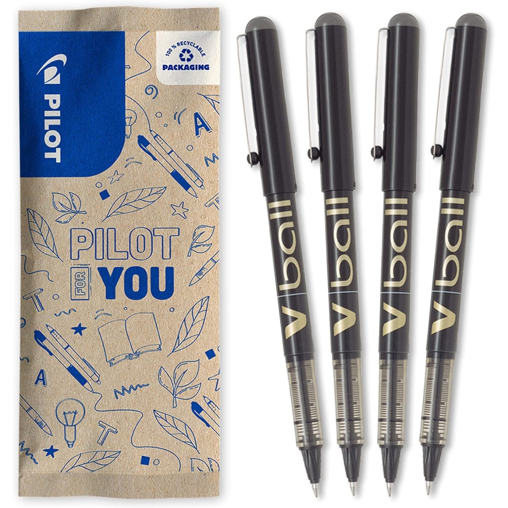 Lot de 4 Stylos Roller V-ball 07 Noir