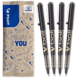 Lot de 4 Stylos Roller V-ball 07 Noir