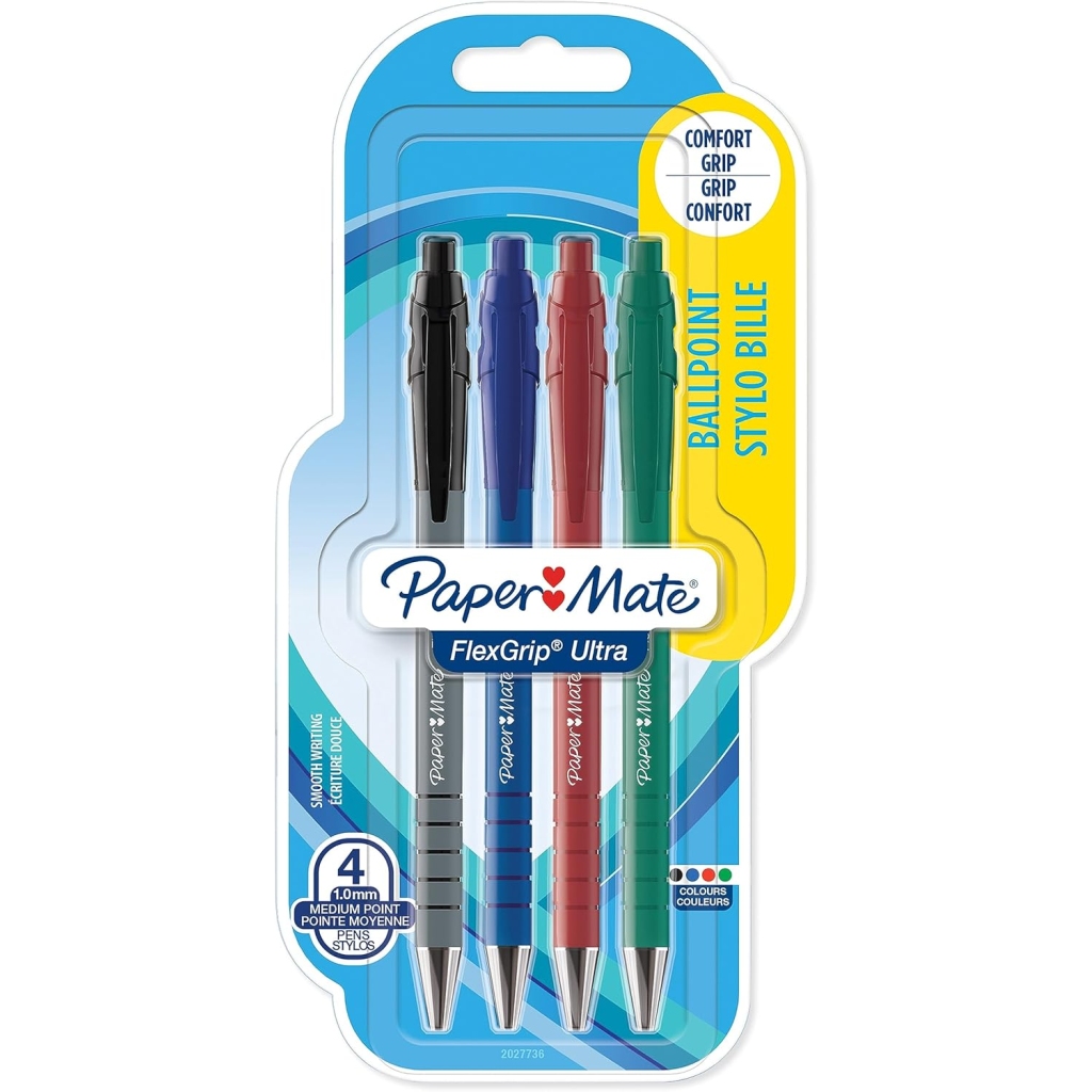 Lot de 4 stylos rétractables Paper Mate Flexgrip