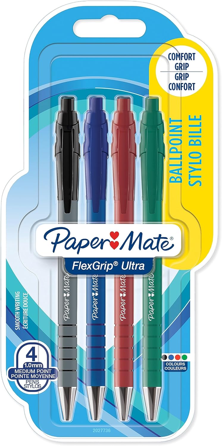 Lot de 4 stylos rétractables Paper Mate Flexgrip