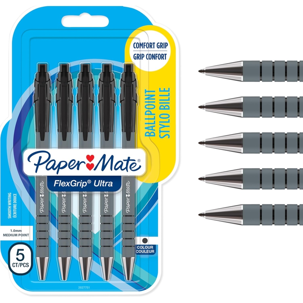 Lot de 5 Stylos Bille Paper Mate Flexgrip Ultra