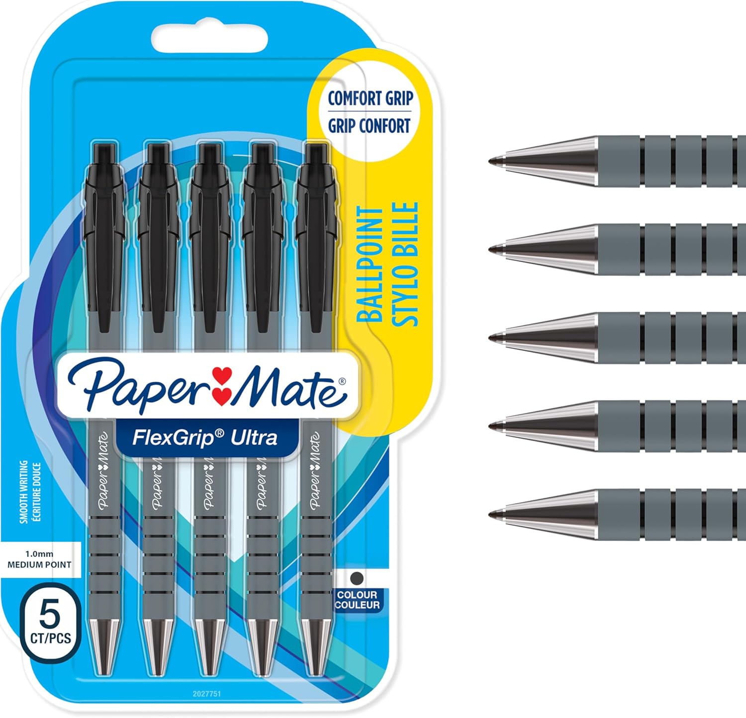 Lot de 5 Stylos Bille Paper Mate Flexgrip Ultra