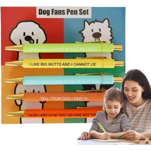 Lot de 5 Stylos Écriture Chiens - Fun & Pratique