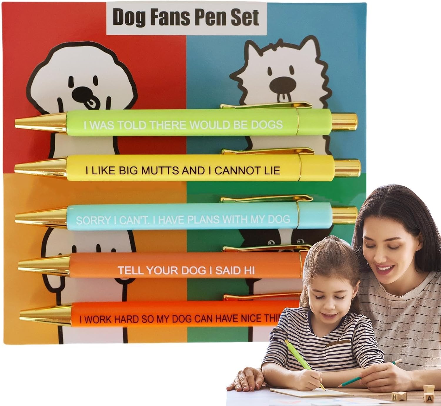 Lot de 5 Stylos Écriture Chiens - Fun & Pratique