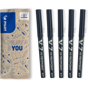 Lot de 5 Stylos Roller V7 - Encre Fluide, Pointe Fine