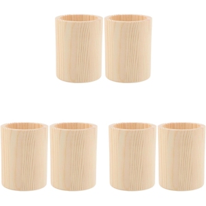 Lot de 6 Pots à Crayons en Bois – Organiseur Bureau