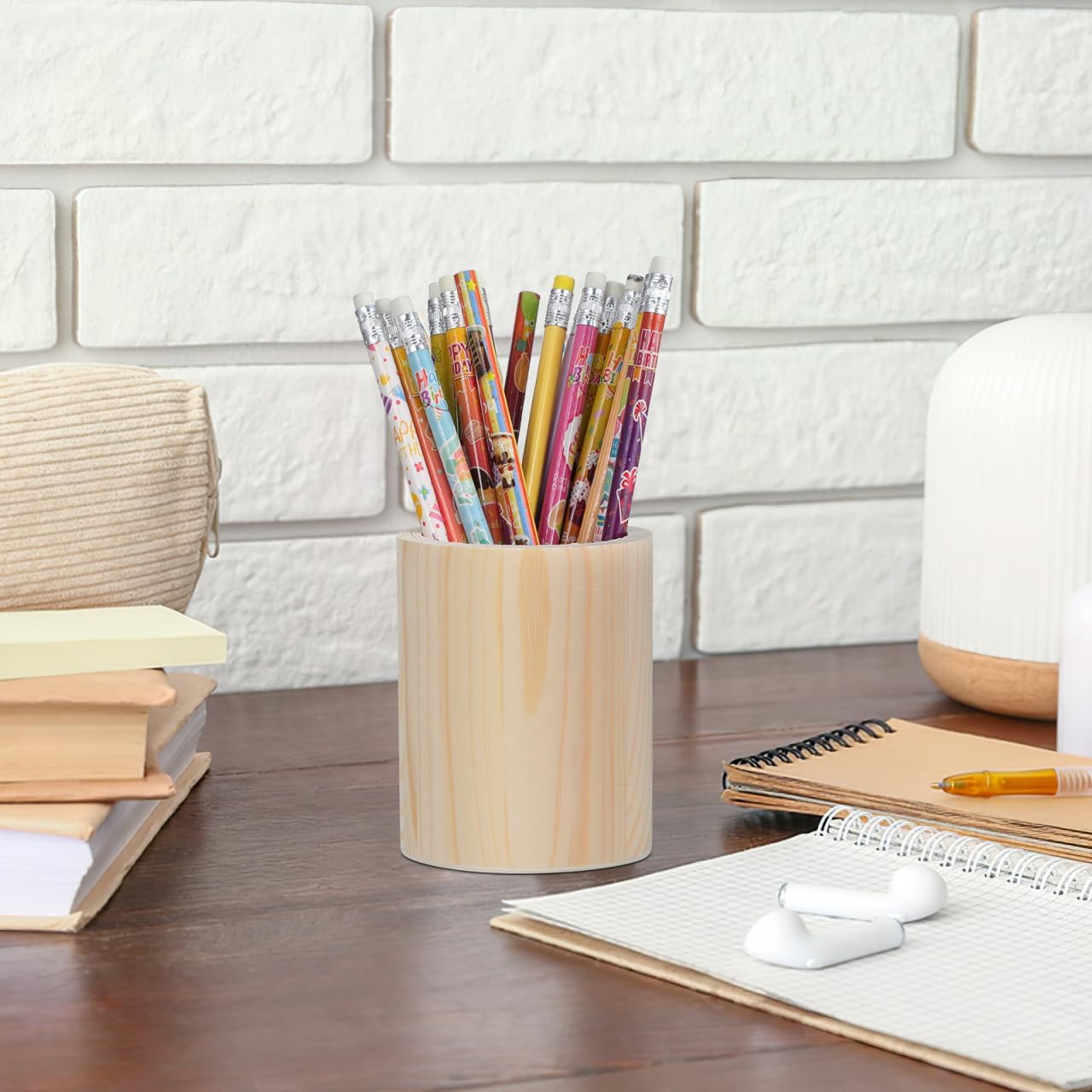Lot de 6 Pots à Crayons en Bois - Organiseur Bureau – Image 2