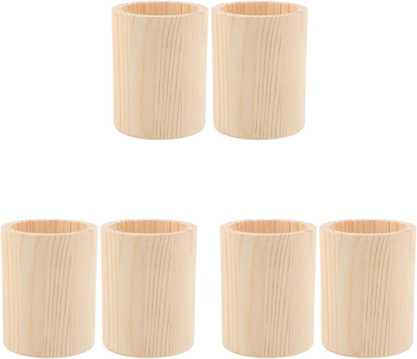 Lot de 6 Pots à Crayons en Bois - Organiseur Bureau