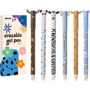 Lot de 6 stylos animaux effaçables