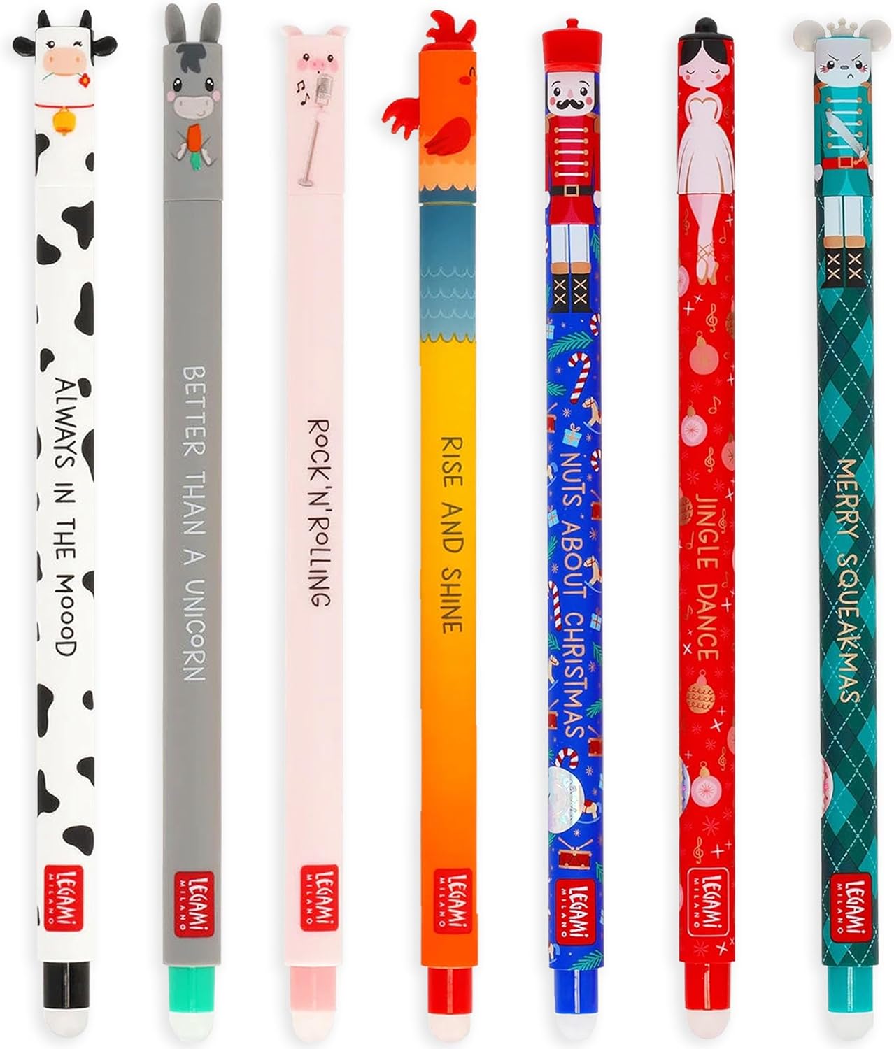 Lot de 7 Stylos Gel Effaçables Basse-Cour