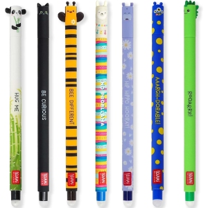 Lot de 7 Stylos Gel Effaçables - Motifs Animaux