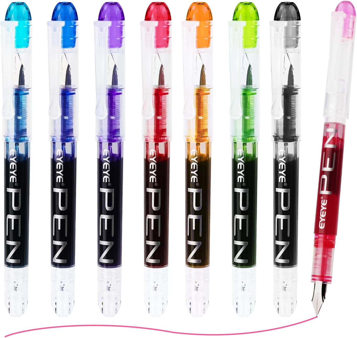 Lot de 8 Stylos Plume Jetables Colorés