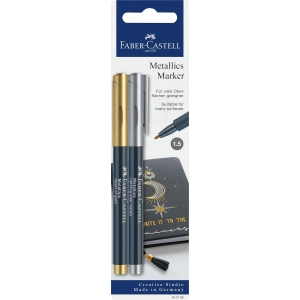 Lot de marqueurs métalliques dorés et argentés Faber-Castell