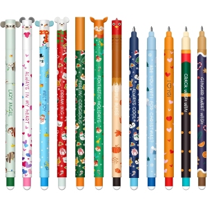 Lot de stylos gel effaçables - 12 Couleurs Surprise Noël